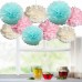 9 Pack Mixed Tissue Paper Pompom Pom Poms Hanging Garland Wedding Party Decor